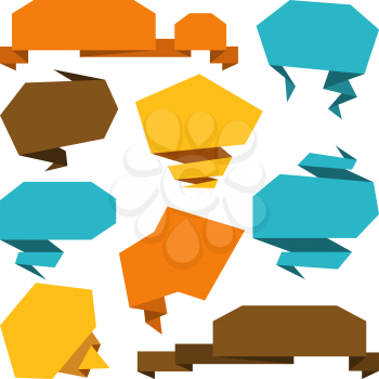 Set of abstract origami speech bubble vector background.