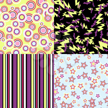 Vector kawaii patterns of Halloween related objects.