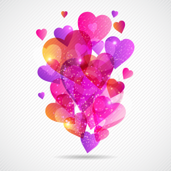 Valentine's Day vector background with flying hearts.