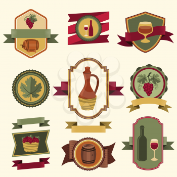 Set of wine labels, badges and elements.