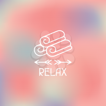 Spa relax label on abstract blurred background.
