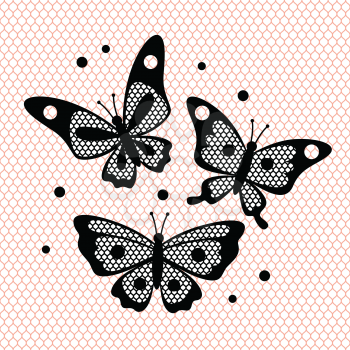 Set of vintage lace butterflies for design.