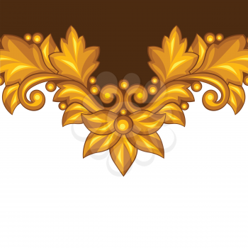 Background with baroque ornamental floral gold elements.