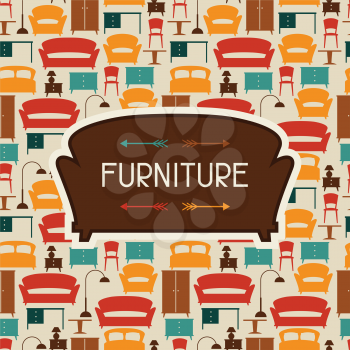 Interior background with furniture in retro style.