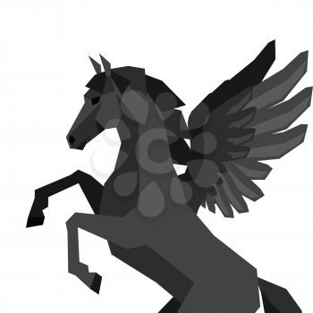 Background with horse pegasus in flat style.
