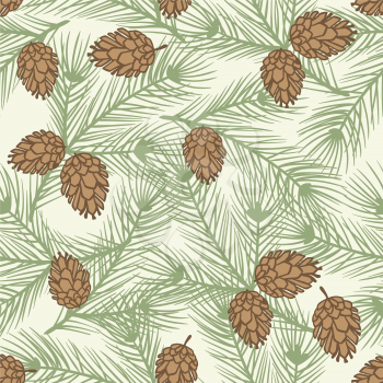 Winter seamless pattern with stylized pine branches.
