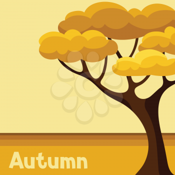 Autumn background design with abstract stylized tree.