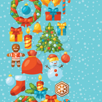 Merry Christmas holiday seamless pattern with celebration object.