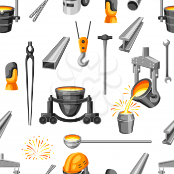 Metallurgical seamless pattern. Industrial items and equipment.
