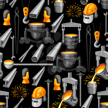 Metallurgical seamless pattern. Industrial items and equipment.