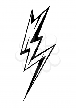 Black emblem of lightning. Icon or illustration on white background.