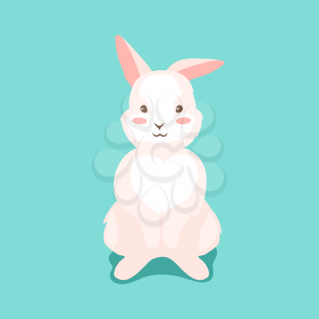 Cute Easter Bunny illustration. Cartoon rabbit smile character for traditional celebration.