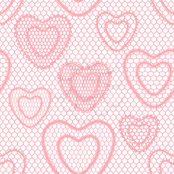 Seamless lace pattern with hearts. Vintage fashion textile.