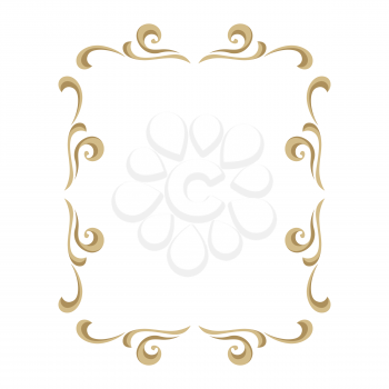 Frame with ornamental floral gold elements. Caligraphic curls.