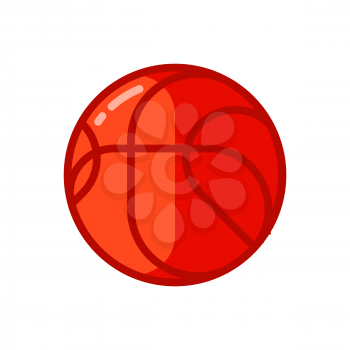 Icon of red basketball ball in flat style. Illustration isolated on white background.