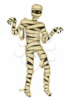 Scary mummy figure. Illustration or background for holiday and party.