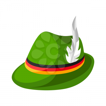 Hunting hat with feather and flag. Illustration for Oktoberfest.