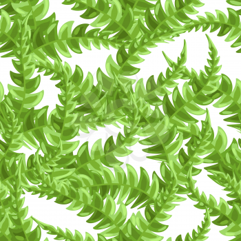 Seamless pattern with fern leaves. Natural tropical forest plants.