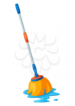 Illustration of wet mop. Housekeeping cleaning item for service, design and advertising.