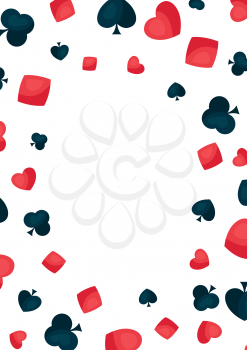 Background with four playing cards symbols. On-board game or gambling for casino.