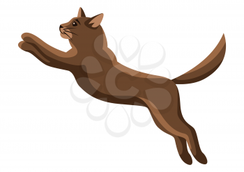 Stylized illustration of jumping cat. Image of cute kitten pet.