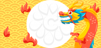 Card with Chinese dragon. Traditional China symbol. Asian mythological animal.