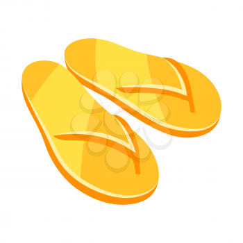 Illustration of yellow flip flops. Summer fashion beachwear.
