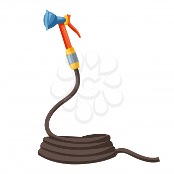 Illustration of garden watering hose. Tool for farming and gardening.