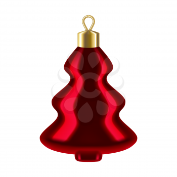 Holiday illustration of red glass tree. Christmas and New Year decoration. Celebration symbol.