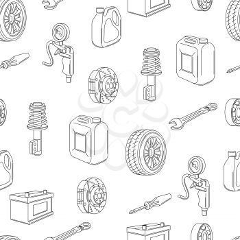 Car service seamless pattern. Auto center repair background for advertising with transport items. Business design.