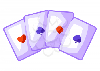 Pack of playing cards. Trick, game or magic illustration. Cartoon stylized picture.