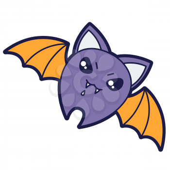 Illustration of bat in cartoon style. Happy Halloween angry character. Symbol of holiday in comic style.