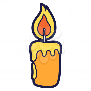 Illustration of candle in cartoon style. Happy Halloween angry object. Symbol of holiday in comic style.