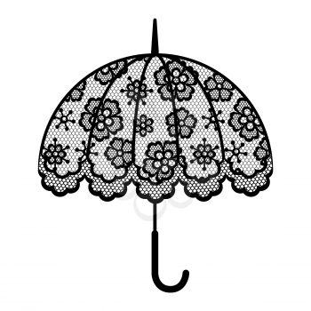 Illustration of female lacy umbrella. Vintage lace background, beautiful floral ornament.