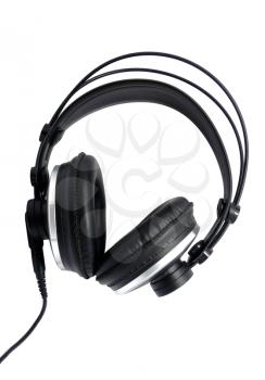 Professional headphones for monitoring audio. Element of design.