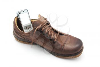 Mobile phone in shoe. Concept design.