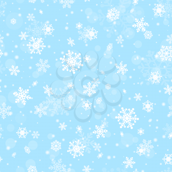 Seamless pattern with snowflakes on blue background. Christmas background.