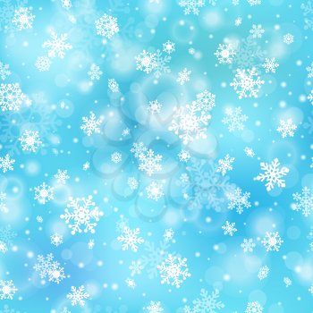 Seamless pattern with snowflakes on blue background. Winter background.
