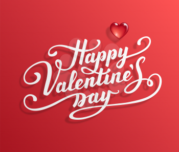 Happy Valentine s Day text. Calligraphic Lettering. Valentine s day greeting card template. Vector illustration.