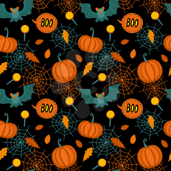 Halloween seamless pattern on black background