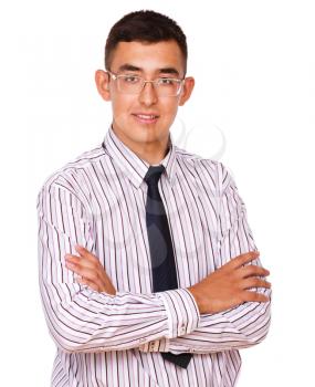 Cheerful young man, isolated over white