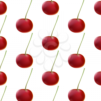 Sweet red cherries on branch filled with vitamin freshness. Seamless pattern of nature.
