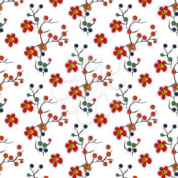 Fun colourful flower in seamless pattern for baby products and pictures