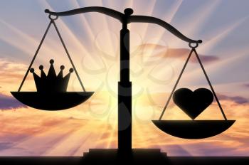 Symbol of the heart Altruism takes priority over the symbol of the crown of egoism on the scales of justice. The concept of choosing to be selfish or altruistic