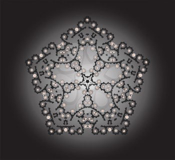 Elegant abstract background with dark pentahedral arabesques.