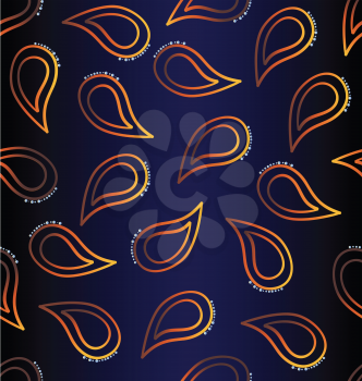 Decorative seamless pattern with bright orange Turkish (Indian) cucumbers on a dark blue background.