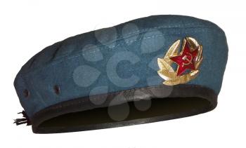 Blue Russian military berets, isolated on a white background.
