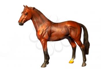 A beautiful collectible figure of a standing horse. Isolated on white.
