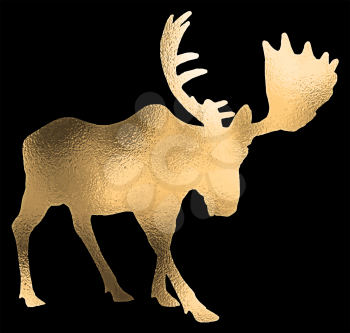 Golden elk. Trendy gold glitter texture. There is an option in the vector.