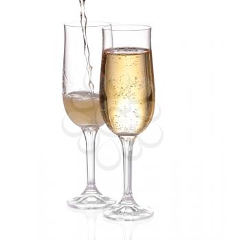 Two Champagne Glasses with abstract splash